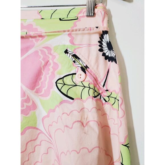 Anthropologie Elevenses Womens 6 Skirt Wrap Front Floral Pink Retro‎ Print Small - Picture 2 of 7
